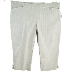 Christopher & Banks CROP Pants Size 24W Blue Cream Stripe Pull On Pockets CJ NWT